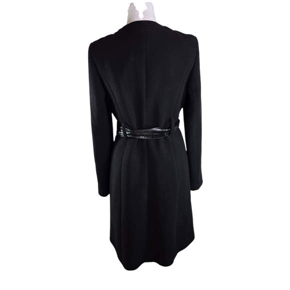 J. CREW black wool blend minimalist belted long coat - Picture 2 of 12